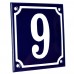 Emaljskylt 9 blå - vit 10 x 10 cm modell 11 Emaljskylt 9 blå - vit 10 x 10 cm modell 11