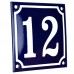 Emaljskylt 12 blå - vit 10 x 10 cm modell 11