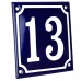 Emaljskylt 13 blå - vit 10 x 10 cm modell 11
