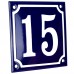 Emaljskylt 15 blå - vit 10 x 10 cm modell 11