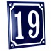 Emaljskylt 19 blå - vit 10 x 10 cm modell 11 Emaljskylt 19 blå - vit 10 x 10 cm modell 11