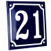 Emaljskylt 21 blå - vit 10 x 10 cm modell 11 Emaljskylt 21 blå - vit 10 x 10 cm modell 11