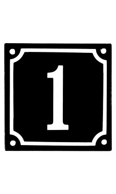 Emaljskylt 1 svart - vit 10 x 10 cm modell 12
