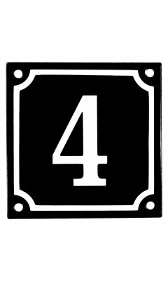 Emaljskylt 4 svart - vit 10 x 10 cm modell 12