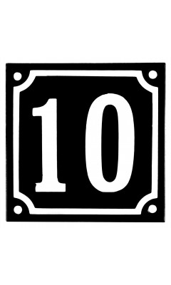 Emaljskylt 10 svart - vit 10 x 10 cm modell 12