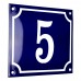 Emaljskylt 5 blå - vit 14 x 12 cm modell 11 Emaljskylt 5 blå - vit 14 x 12 cm modell 11
