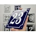 Emaljskylt 23 blå - vit 14 x 12 cm modell 11