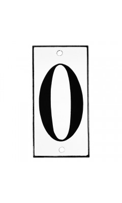 Emaljskylt 0 vit - svart 5 x 10 cm modell 13