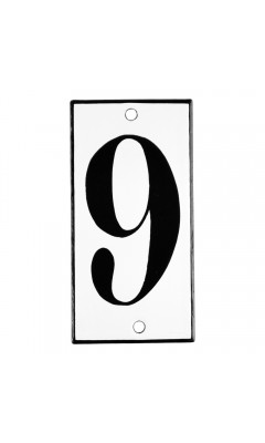 Emaljskylt 9 vit - svart 5 x 10 cm modell 13