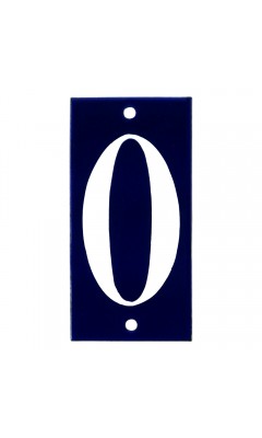 Emaljskylt 0 blå - vit 5 x 10 cm modell 14