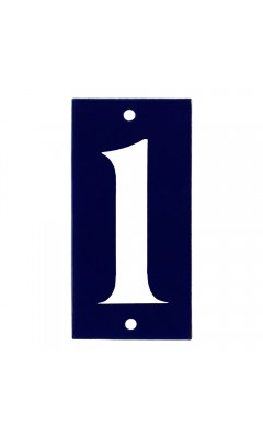 Emaljskylt 1 blå - vit 5 x 10 cm modell 14