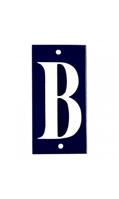 Emaljskylt B blå - vit 5 x 10 cm modell 14