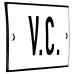 Emaljskylt V.C. vit - svart 8 x 5 cm modell 2