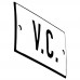 Emaljskylt V.C. vit - svart 8 x 5 cm modell 2