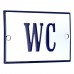 Emaljskylt WC vit - blå 8 x 5 cm modell 3