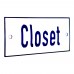 Emaljskylt Closet vit - blå 12 x 5 cm modell 1