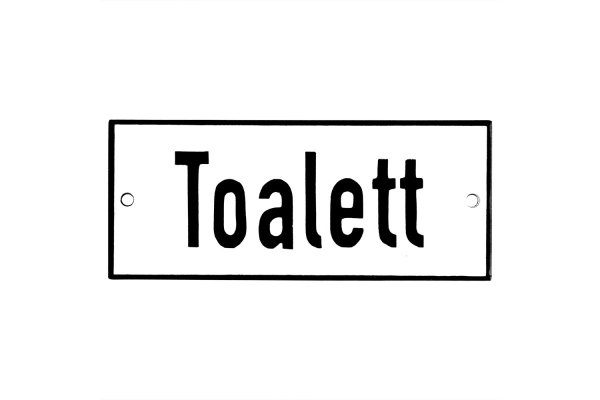 Emaljskylt Toalett vit - svart 12 x 5 cm modell 2 Emaljskylt Toalett vit - svart 12 x 5 cm modell 2