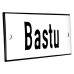 Emaljskylt Bastu vit - svart 12 x 5 cm modell 2