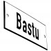 Emaljskylt Bastu vit - svart 12 x 5 cm modell 2