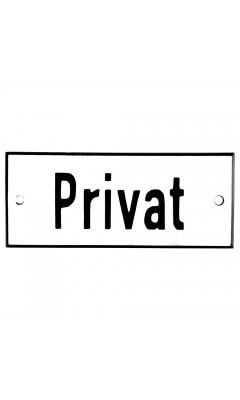 Emaljskylt Privat vit - svart 12 x 5 cm modell 2