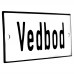Emaljskylt Vedbod vit - svart 12 x 5 cm modell 2 Emaljskylt Vedbod vit - svart 12 x 5 cm modell 2