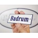 Emaljskylt Badrum vit - blå 12 x 5 cm modell 3