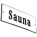 Emaljskylt Sauna vit - svart 12 x 5 cm modell 4 Emaljskylt Sauna vit - svart 12 x 5 cm modell 4