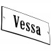 Emaljskylt Vessa vit - svart 12 x 5 cm modell 4