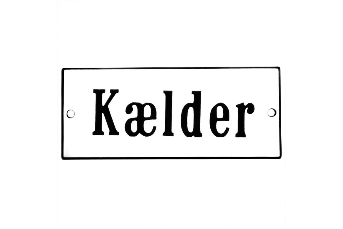Emaljskylt Kælder vit - svart 12 x 5 cm modell 4 Emaljskylt Kælder vit - svart 12 x 5 cm modell 4