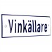 Emaljskylt Vinkällare vit - blå 15 x 5 cm modell 1