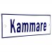 Emaljskylt Kammare vit - blå 15 x 5 cm modell 1