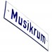 Emaljskylt Musikrum vit - blå 15 x 5 cm modell 1