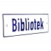 Emaljskylt Bibliotek vit - blå 15 x 5 cm modell 1 Emaljskylt Bibliotek vit - blå 15 x 5 cm modell 1