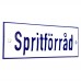 Emaljskylt Spritförråd vit - blå 15 x 5 cm modell 1 Emaljskylt Spritförråd vit - blå 15 x 5 cm modell 1