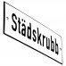 Emaljskylt Städskrubb vit - svart 15 x 5 cm modell 2
