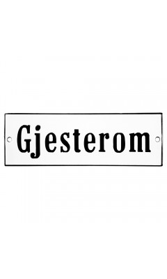 Emaljskylt Gjesterom vit - svart 15 x 5 cm modell 4
