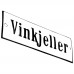 Emaljskylt Vinkjeller vit - svart 15 x 5 cm modell 4