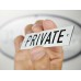 Emaljskylt PRIVATE vit - svart 10 x 3 cm modell 20