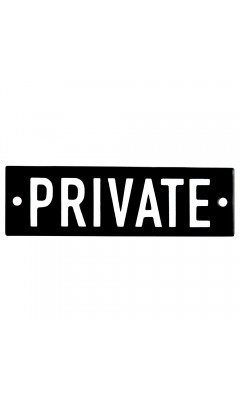 Emaljskylt PRIVATE svart - vit 10 x 3 cm modell 21