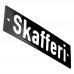 Emaljskylt Skafferi svart - vit 10 x 3 cm modell 21