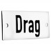 Emaljskylt Drag vit - svart 7 x 3 cm modell 20 Emaljskylt Drag vit - svart 7 x 3 cm modell 20