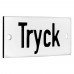 Emaljskylt Tryck vit - svart 7 x 3 cm modell 20 Emaljskylt Tryck vit - svart 7 x 3 cm modell 20