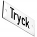 Emaljskylt Tryck vit - svart 7 x 3 cm modell 20 Emaljskylt Tryck vit - svart 7 x 3 cm modell 20