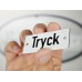 Emaljskylt Tryck vit - svart 7 x 3 cm modell 20 Emaljskylt Tryck vit - svart 7 x 3 cm modell 20