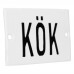 Emaljskylt KÖK vit - svart 8 x 5 cm modell 5