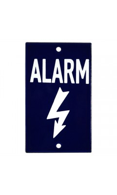 Emaljskylt ALARM blå - vit 6 x 10 cm modell 34