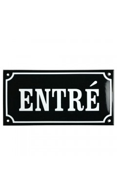 Emaljskylt ENTRÉ svart - vit 24 x 12 cm modell 12 Emaljskylt ENTRÉ svart - vit 24 x 12 cm modell 12