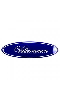 Emaljskylt Välkommen blå - vit 43 x 13 cm modell 43