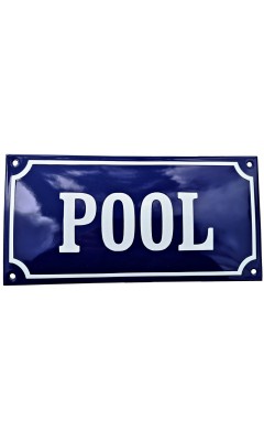 Emaljskylt POOL blå - vit 24 x 12 cm modell 11 Emaljskylt POOL blå - vit 24 x 12 cm modell 11