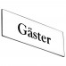 Emaljskylt Gäster vit - svart 6 x 2 cm modell 9